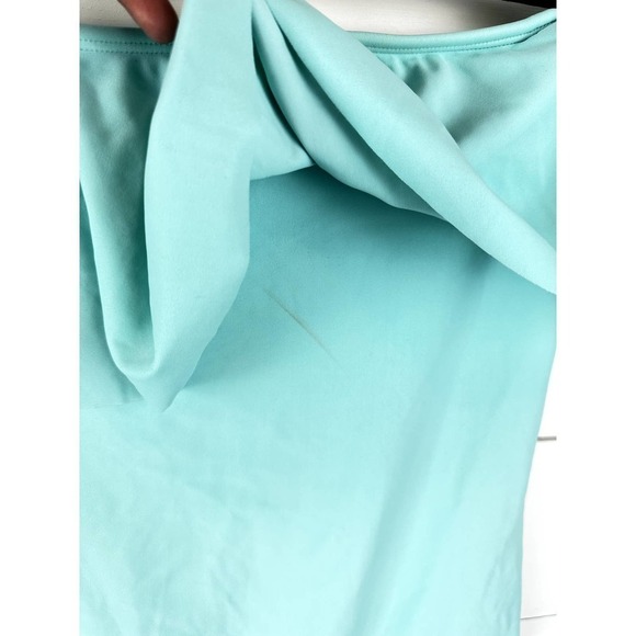 Pre-Loved Aerie aqua off the shoulder one piece sz LRG - Picture 2 of 6